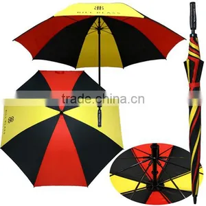 Red Yellow Black Combination Multi-color Fiberglass Fashion Golf Umbrella thumbnail-1