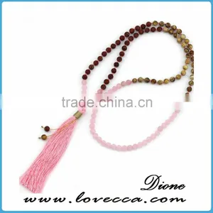 New Fashion Cheap Bead Necklace Silver Alloy Gemstone Tassel Pendant Necklace thumbnail-1