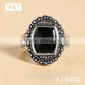 Jingli Factory Direct Silver Ring With Black Stone (YJ-403) thumbnail-3