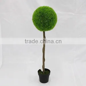 Plastic Artificial Decorative Green Grass Ball Bonsai Wooden Trunk Plant Sale thumbnail-2
