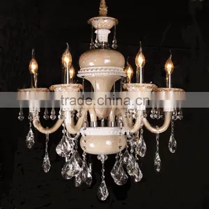 Medium Brown Candle Chandelier Crystal Pendant thumbnail-1