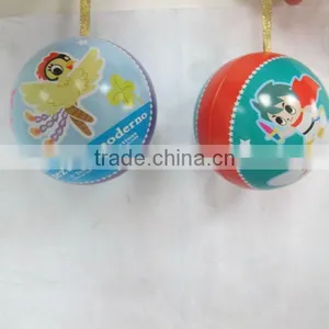 Ball Shape With Lid Christmas Tin Ball thumbnail-1