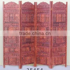 Sheesham Carved Manufacturer of Wooden 4 Pannel Screen thumbnail-1