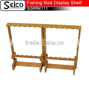 Folding Bamboo Fishing Rod Display Rack of 12pcs, Fishing Gear Shelf thumbnail-2
