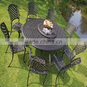 Customized Outdoor Many People Rotundity Aluminum Die Casting Garden a Complete Set of Chairs and Table thumbnail-1
