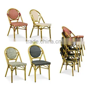 Wedding Party Chair Outdoor Stackable Wicker Bamboo Look Chair thumbnail-5