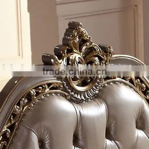 European Style Wood Carved Bed, Elegant and Royal King Size Bed, Luxury Bedroom Furniture Set (BF01-ML012) thumbnail-4