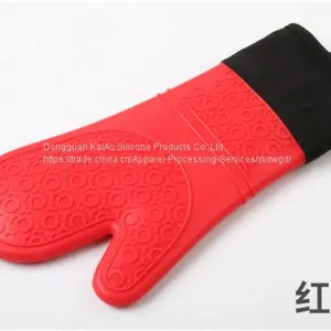 New Silicone Long Oven Grill Gloves Mitt thumbnail-5