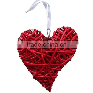 Christmas Red Wicker Heart For Home Decorations thumbnail-1