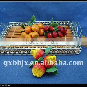 Bamboo Wire Storage Flatware Caddy Plate With Ear Handle thumbnail-1