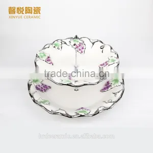Hot Sale Ceramic Candy Tray ,golden Electroplating Fruit Tray thumbnail-3