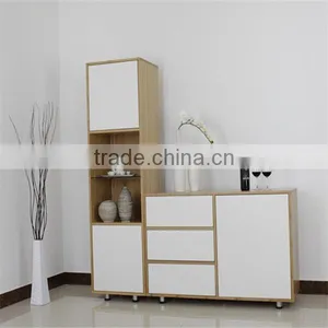 Simple Style White Finishing Living Room Bamboo Tall Cabinet thumbnail-1