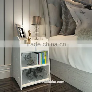 New Modern Simple High Gloss Jane European Style Storage Cabinet With a Drawer , White Carved Night Stand, Bedside Table thumbnail-1