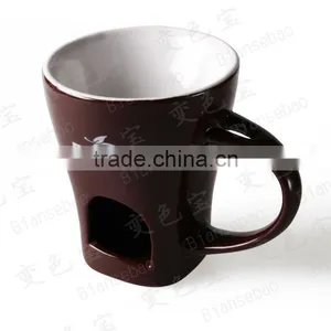 New Glazed Ceramic Mini Chocolate Fondue Set With Forks thumbnail-1