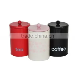 Powder Coated Metal Kitchen Storage Jar Container Set of 3 thumbnail-1