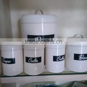 Metal Cylinder Bread Bin Canister Set of 5 thumbnail-1