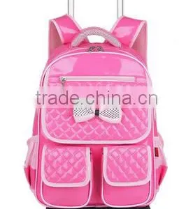 2015 Top Quality Detachable PU Leather School Trolley Backpack for Girls thumbnail-3