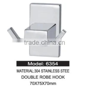 2016 The Hottest Wholesale Price Storage Modern Bath Hardware Factory Supply 304 Stainless Steel Double Robe Hook thumbnail-4