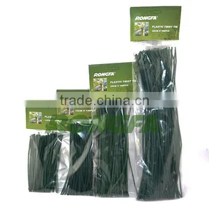 2.6mm x 15cm Green Pvc Plastic Plant Twist Tie for Gardening thumbnail-1
