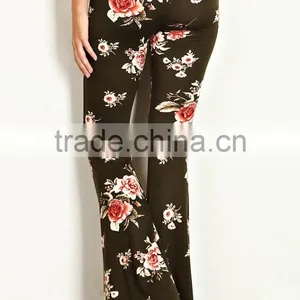 Casual Clothes 95% POLYESTER 5% SPANDEX FLORAL PRINT PALAZZO KNIT PANTS Wide Leg Trousers Fashion thumbnail-5