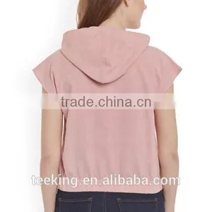 High Quality Pink Hooded T-shirt for Women thumbnail-2