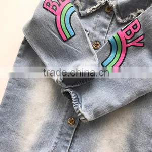Korean Style Baby Clothes Romper Stone Washed Denim Romper With Two Pocket thumbnail-2