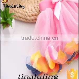 New Arrival Children Tulle Skirt With Flower Petal Kids Flower Girls Tulle Skirt thumbnail-2