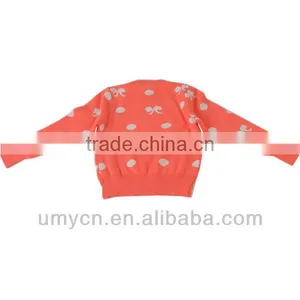 2014 Spring Girl's Allover Jacquard Bowknot and Polka Dot Pattern Pullover Sweater thumbnail-2