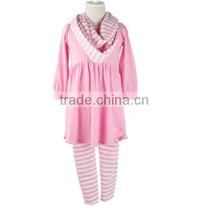 Hot Selling Christmas Boutique Clothing Baby Kids Casual Wear Dress & Pants With Scarf Girl Clothing 7 Years thumbnail-1