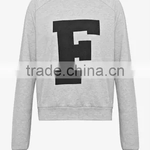 Ladies Grey Melange Printed Sweatshirt thumbnail-1