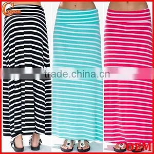 Wide Waist Floor-length Horizontal Stripes Maxi Skirt Long Maxi Skirt thumbnail-1