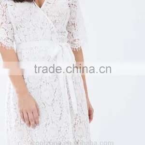 Regular Fit Adjustable Straps Wrap Front Lace Robe Fashion Sleeping Robe for Women 2016 thumbnail-5