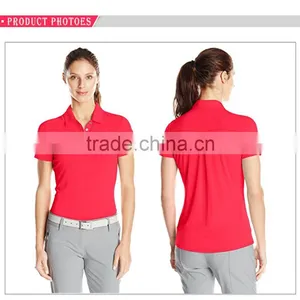 Custom Cotton Button Up Womens Blank Polo T-shirt Banded Collar thumbnail-2