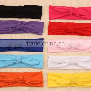 Solid Color Bow Style Cotton Kids Headband, Kids Cotton Fabric Headband thumbnail-3