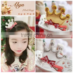 Wholesale Christmas Hair Accessories Gold Crown Decorative Hair Clips thumbnail-2