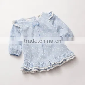 Wholesale Lace Printing Kids Long Sleeve Cotton Dress thumbnail-3