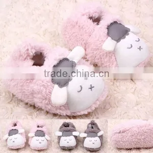 Lovely Cartoon Animal Coral Fleece Baby Girl Walking Shoes thumbnail-1
