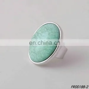 Large Natural Oval Stone Silver Ring thumbnail-2