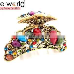Europen Retro Metal Rhinestone Jewel Hair Claw Clip thumbnail-5