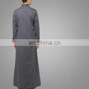 2016Modern Apparel Islamic Clothing Man Grey Thobe Muslim Thobe For Man thumbnail-3