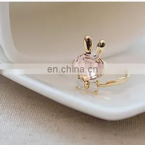 Godbead 17MM Accessories Crystal Rabbit Bow Ring Rhinestone Finger Ring Opening Ring Jewelry thumbnail-2