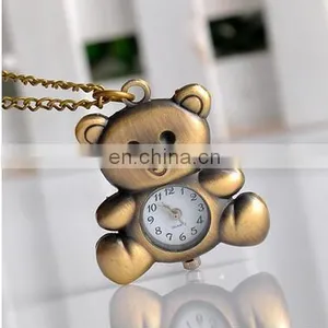 New Fashion Cute Pocket Watch Little Bear Pendant Necklace Women Dress Quartz Watches Gift thumbnail-3