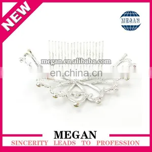 Wholesale Silver Plated Wedding Bridal Tiara Rhinestone Crystal Crown With Hair Comb thumbnail-3