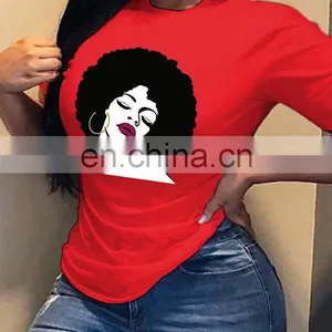 Head Print T-shirt Women European and American New Round Neck Short Sleeve Loose All-match Blouse T thumbnail-4