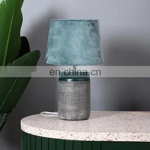 Wholesale Cheap Modern Matte Dark Green Ceramic Bedside Lamp for Home Decor thumbnail-1