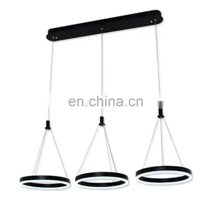 Restaurant Chandelier Three Head Simple Modern Restaurant Lamp Creative Art LED Strip Dining Room Lamp Black Table Lamp thumbnail-1
