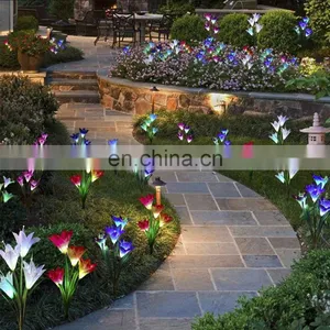 Solar Lights Outdoor - New Upgraded Solar Garden Lights, Multi-Color Changing Lily Solar Flower Lights for Patio,Yard Decoration thumbnail-5