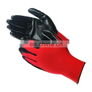Everpro Safety Wholesale Red Polyester Nitrile Coated Construction Cheap Work Welding Gloves thumbnail-1