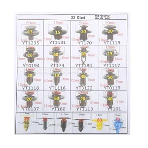 22kinds 650pcs Car Rivet Push Rod Clip Fender Bumper Plastic Fasteners thumbnail-4