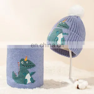 Winter Kids Hat Scarf Set Knit Fleece Lined Beanie Neck Warmer Scarf for Toddler Boys Girls Ages 6 Months to 4 Years thumbnail-4